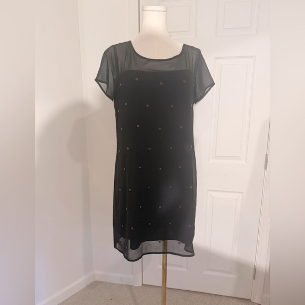 Ezra Gray Sheath‎ Mini Dress Cocktail Short Sleeve